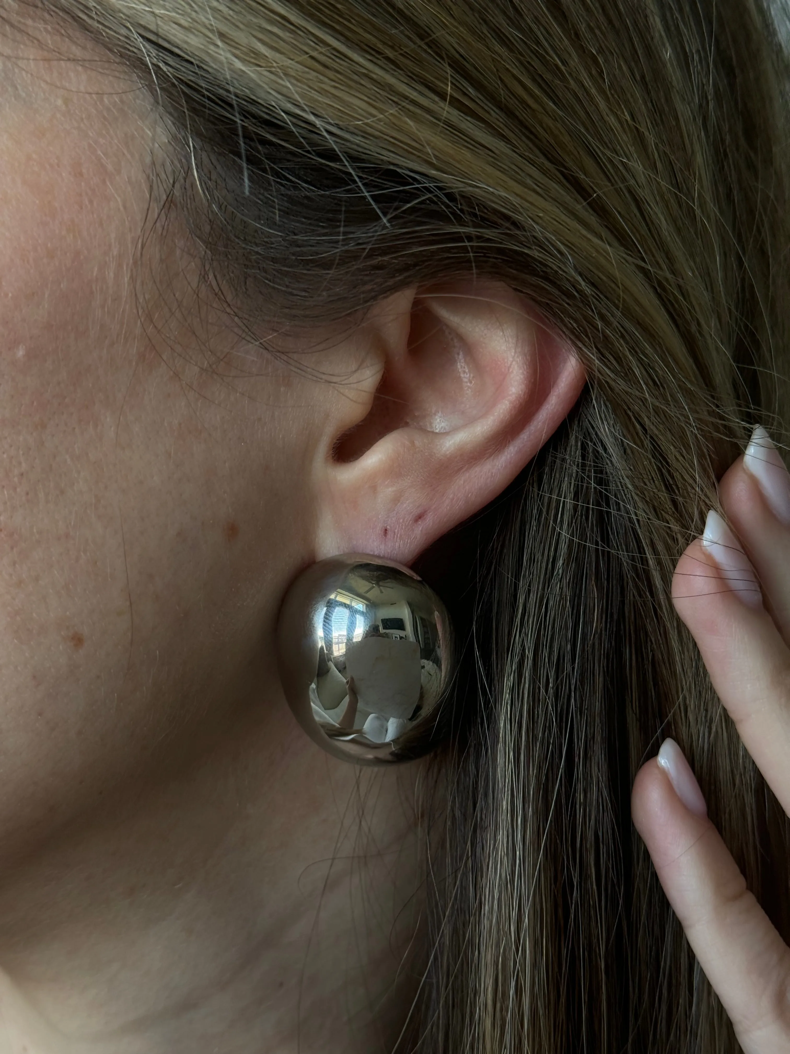 Bold Oval XL Silver Studs