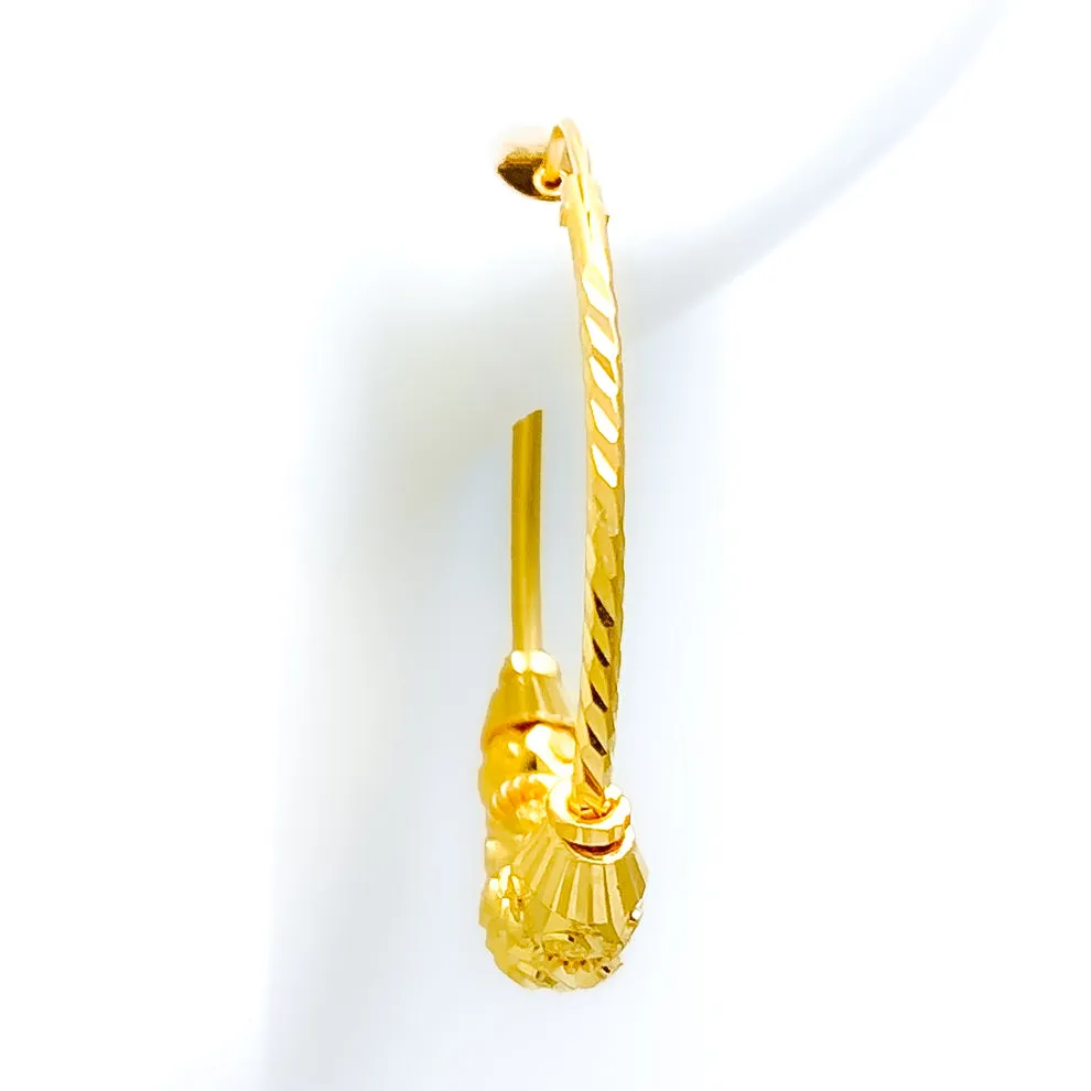 Bold Poised 22k Gold Hoop Earring