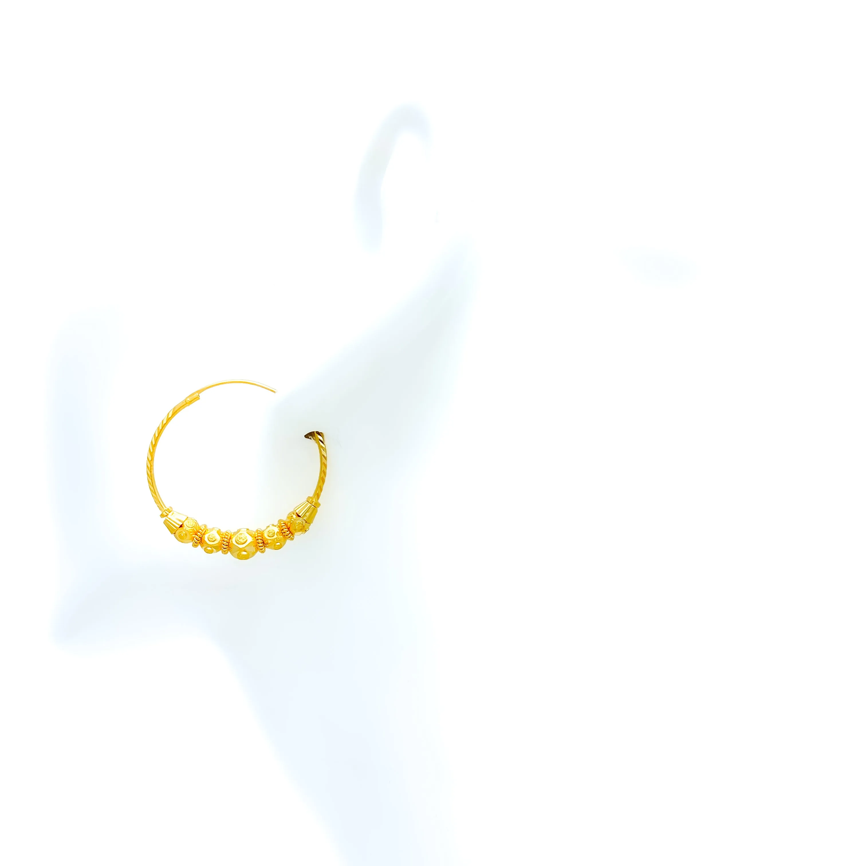 Bold Poised 22k Gold Hoop Earring