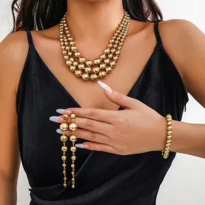 Bold Triple Stack Dangle Earrings, Necklace, Bracelet Set