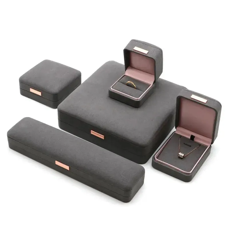 Boutique microfiber ring box, necklace gift box, earrings/pair bracelet box, jewelry packaging display box wholesale