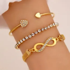 Bracelet Cœur Infini Argent et Or (Lot de 3 Bracelets)