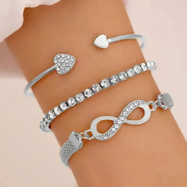 Bracelet Cœur Infini Argent et Or (Lot de 3 Bracelets)