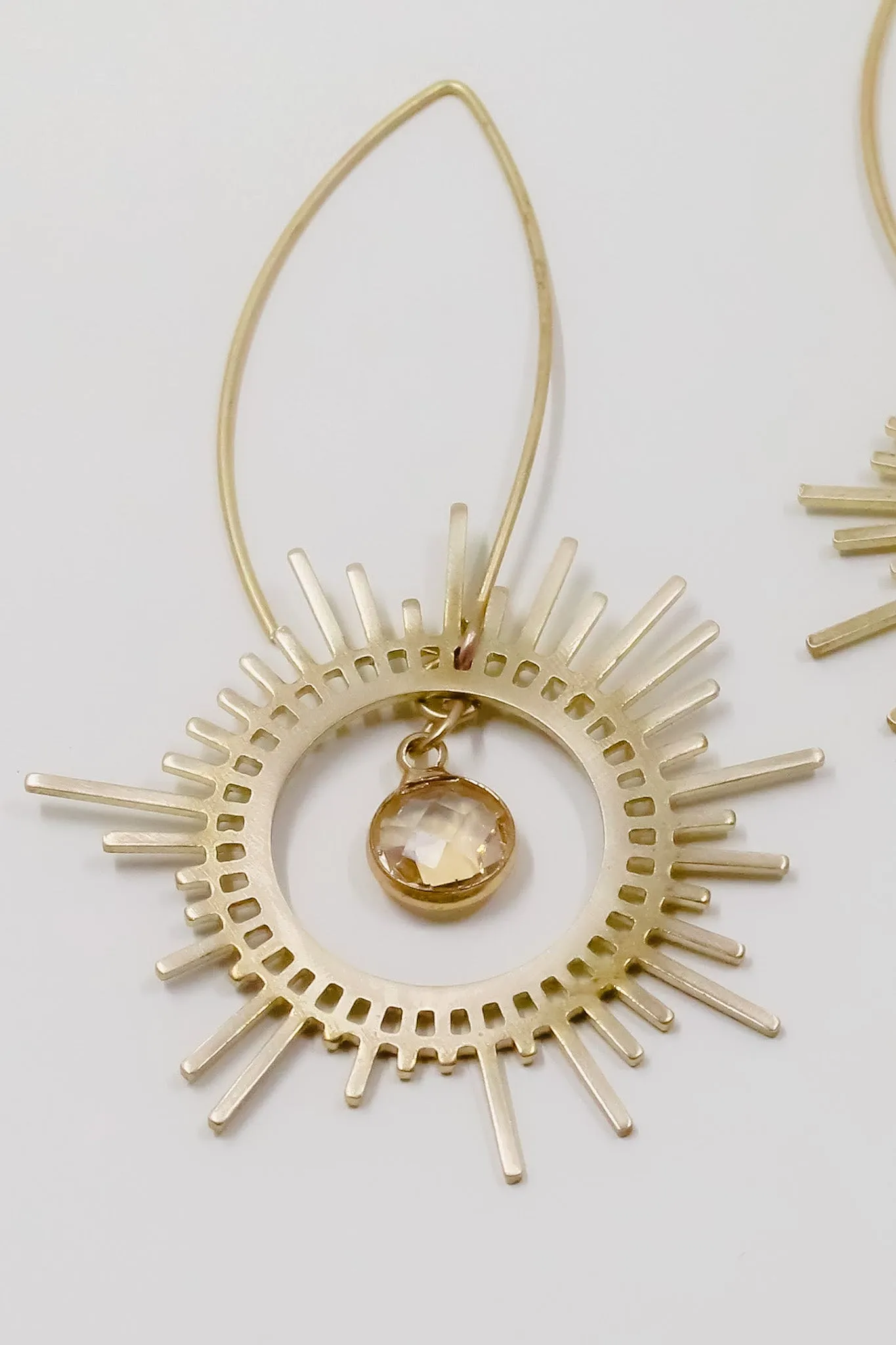Brass Sunburst Earrings in Peachy Champagne