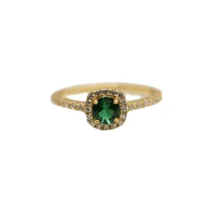 Brianna | Water-Resistant Emerald Square Solitaire Ring