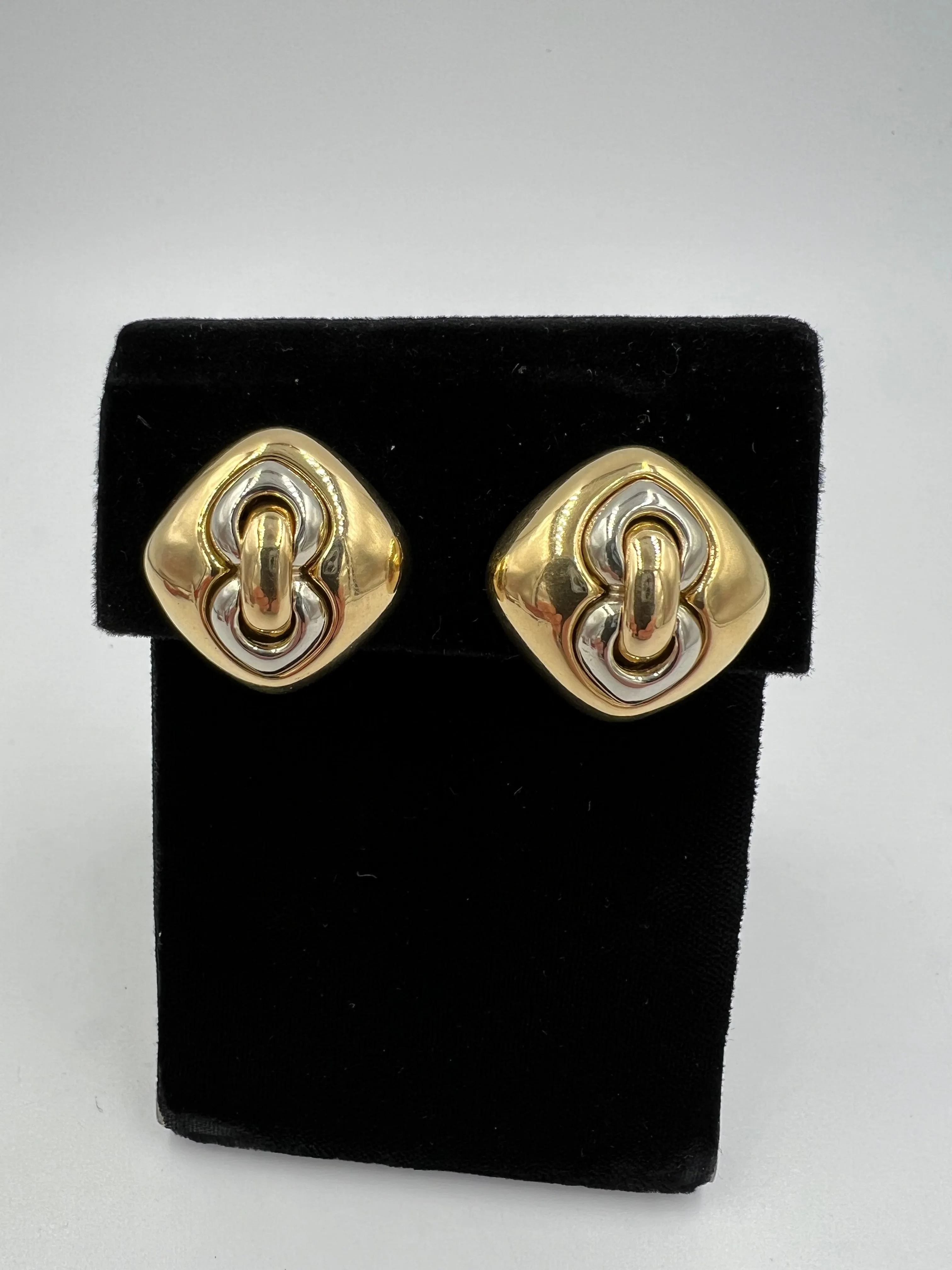 Bvlgari 18k Two Tone Clip On Earrings