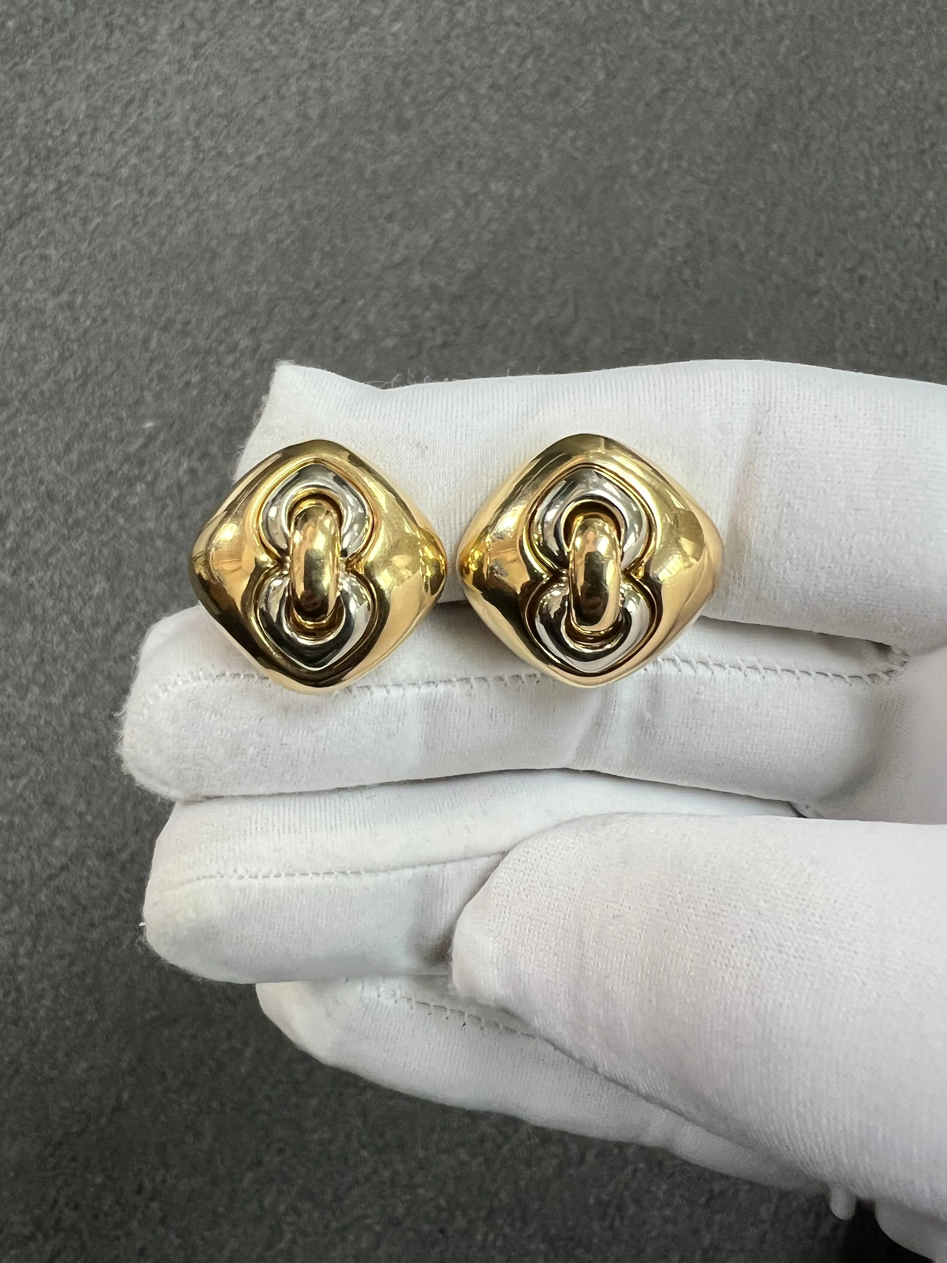 Bvlgari 18k Two Tone Clip On Earrings