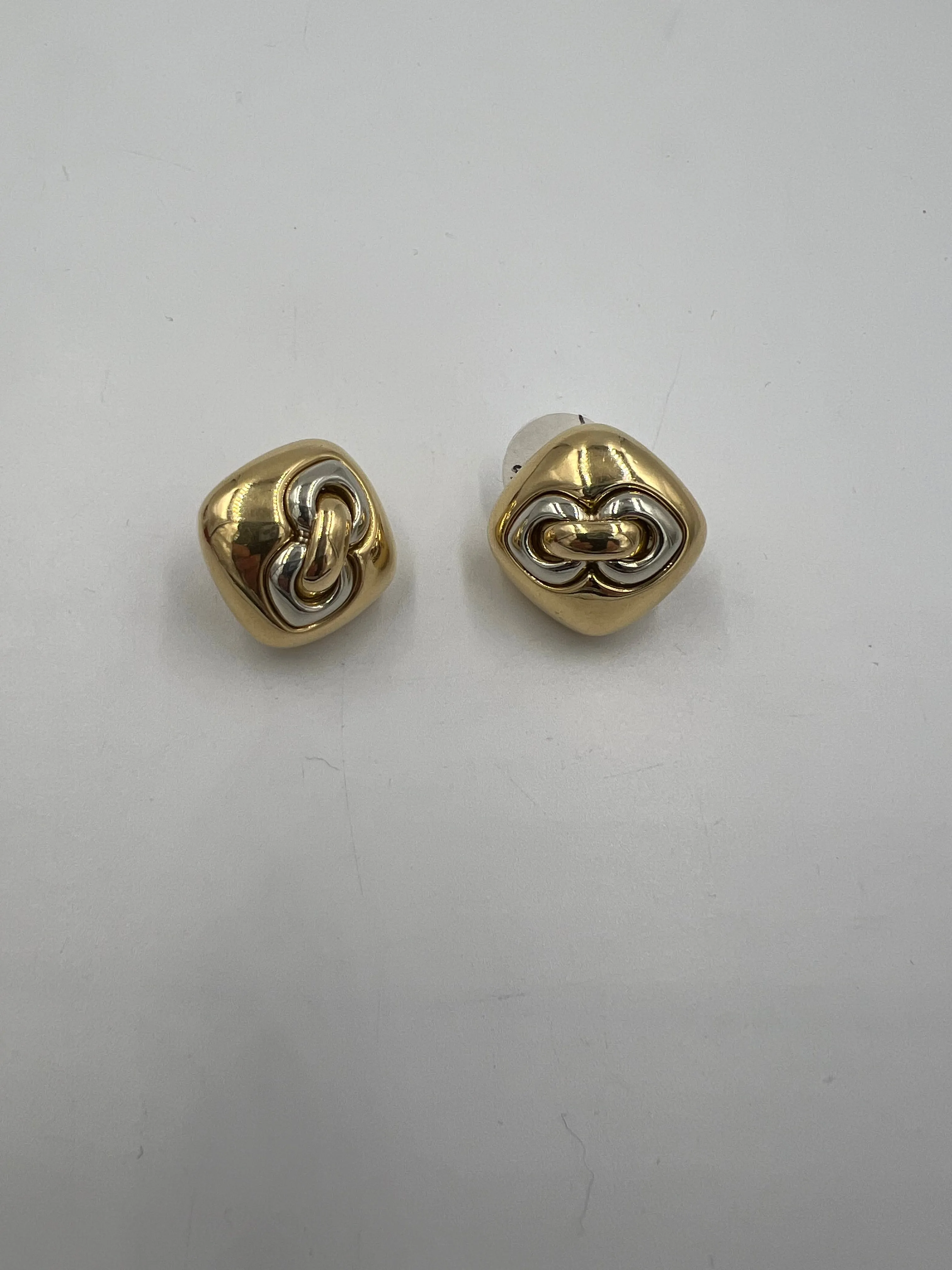 Bvlgari 18k Two Tone Clip On Earrings