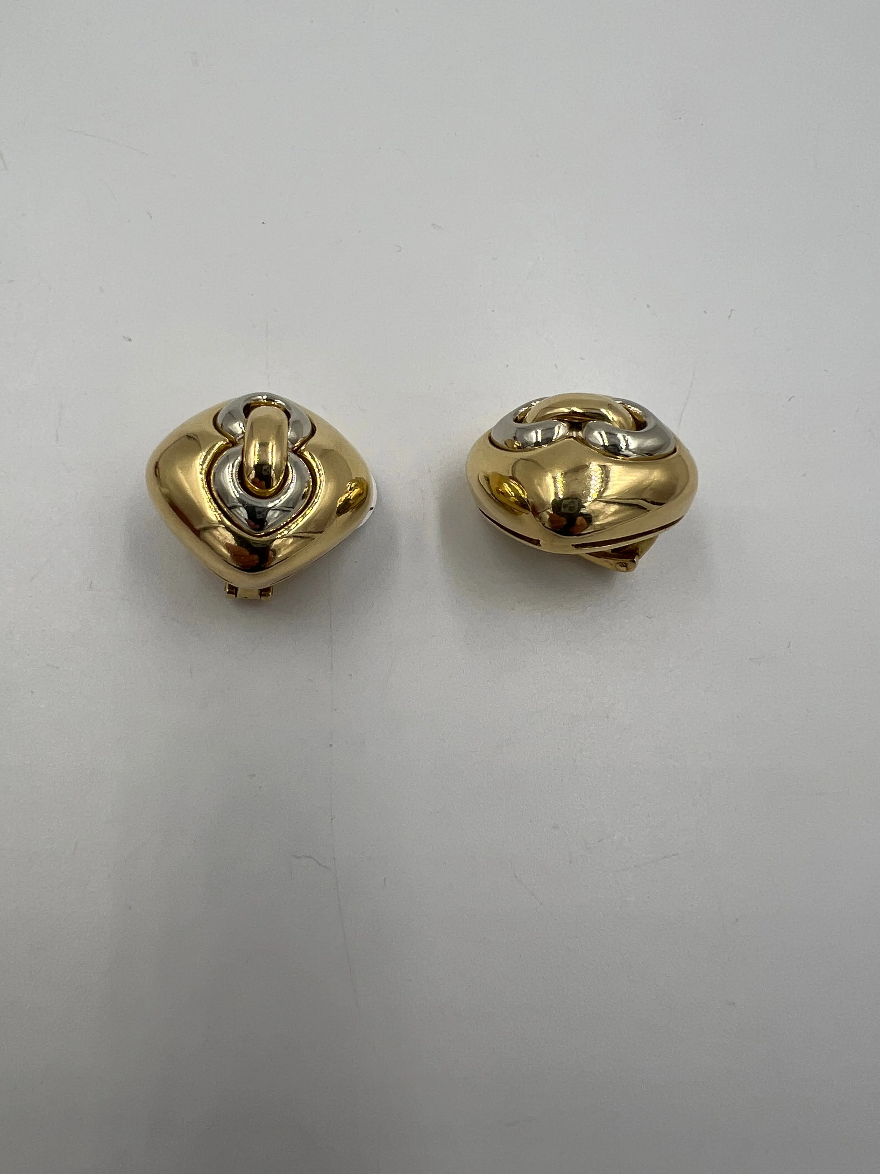 Bvlgari 18k Two Tone Clip On Earrings