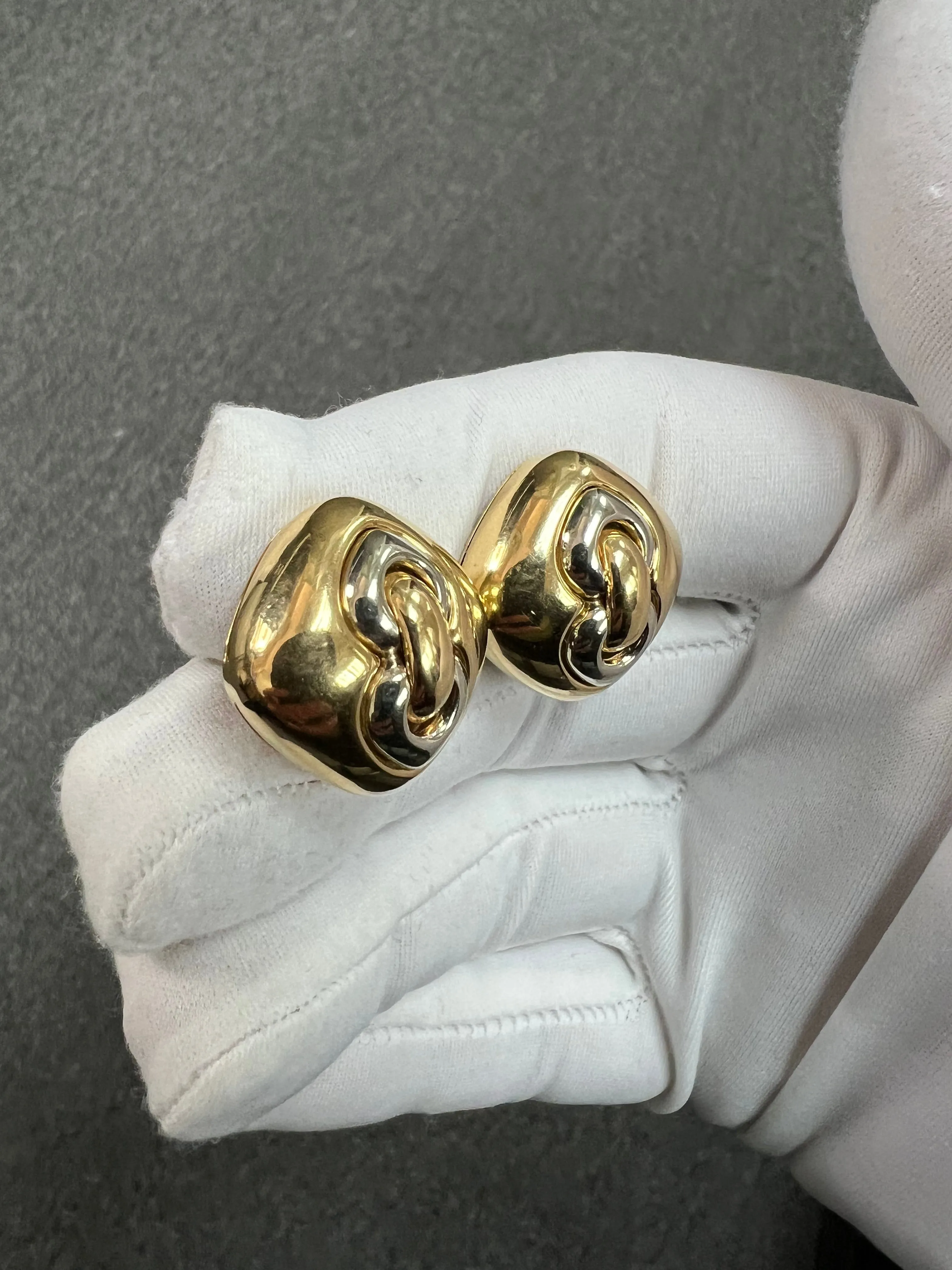 Bvlgari 18k Two Tone Clip On Earrings