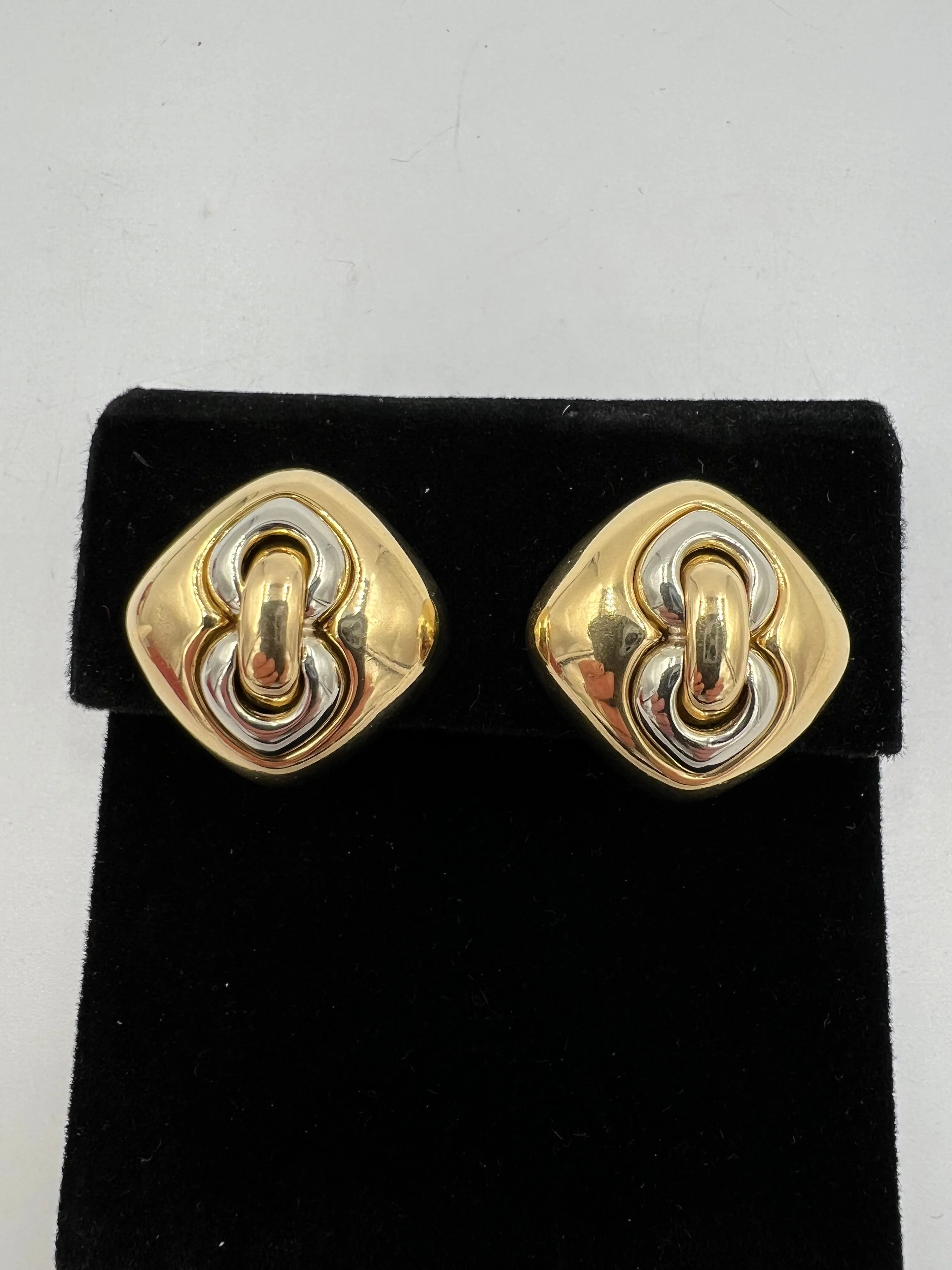 Bvlgari 18k Two Tone Clip On Earrings