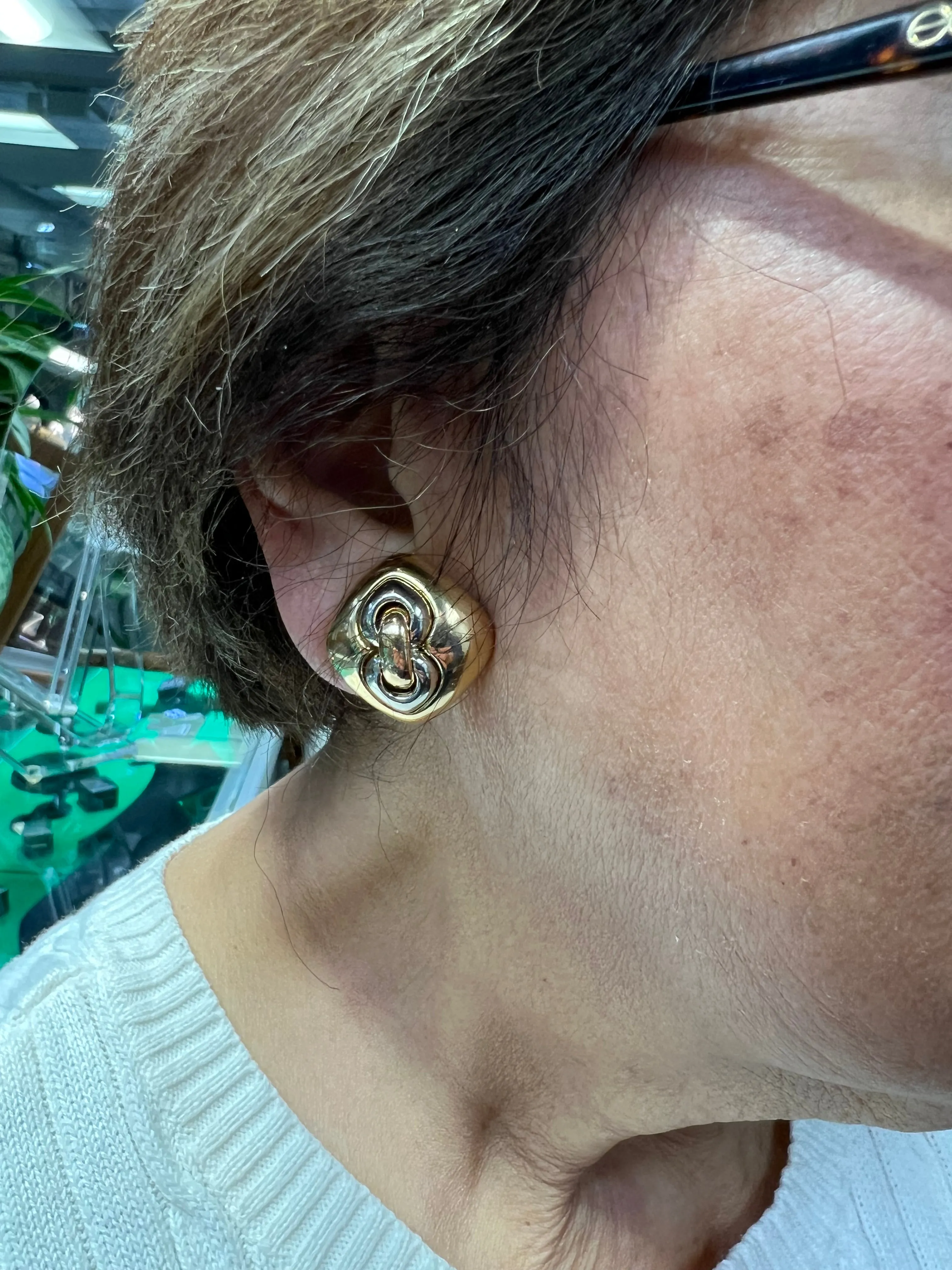 Bvlgari 18k Two Tone Clip On Earrings