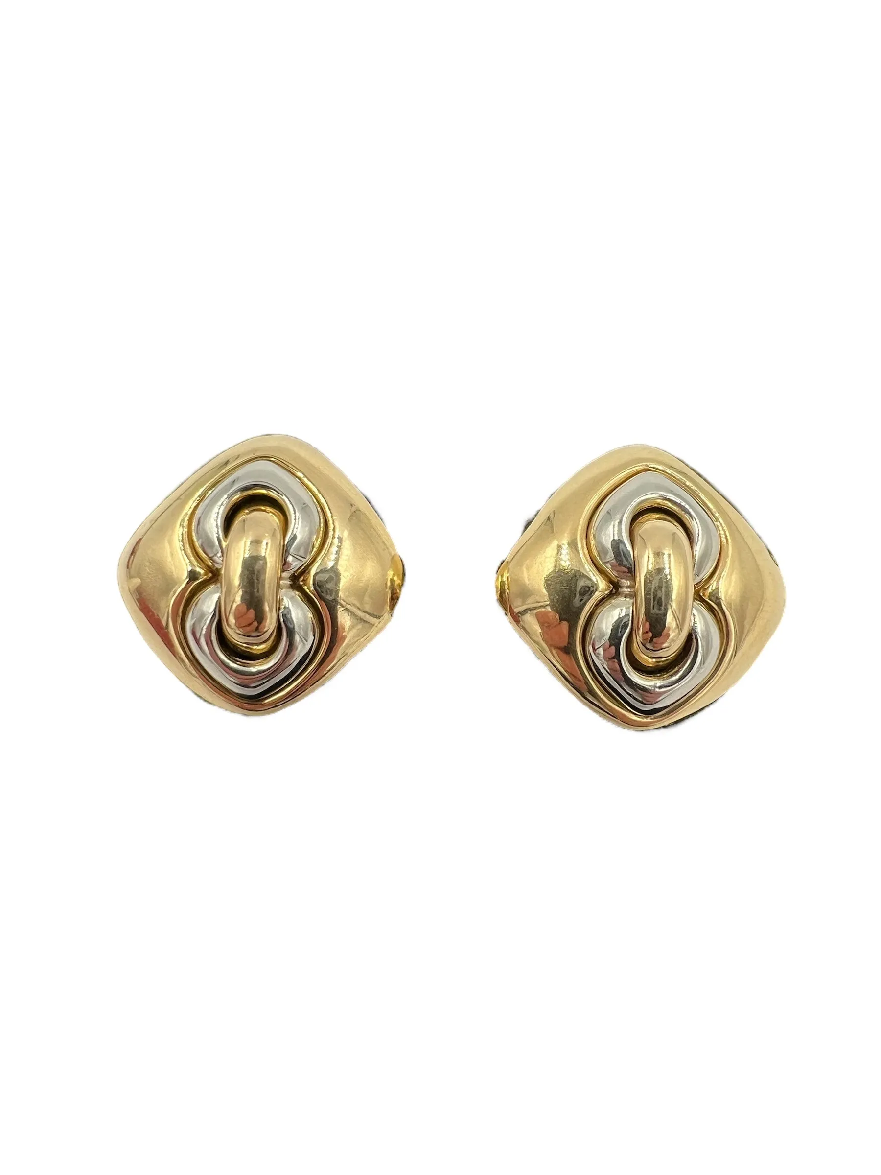 Bvlgari 18k Two Tone Clip On Earrings