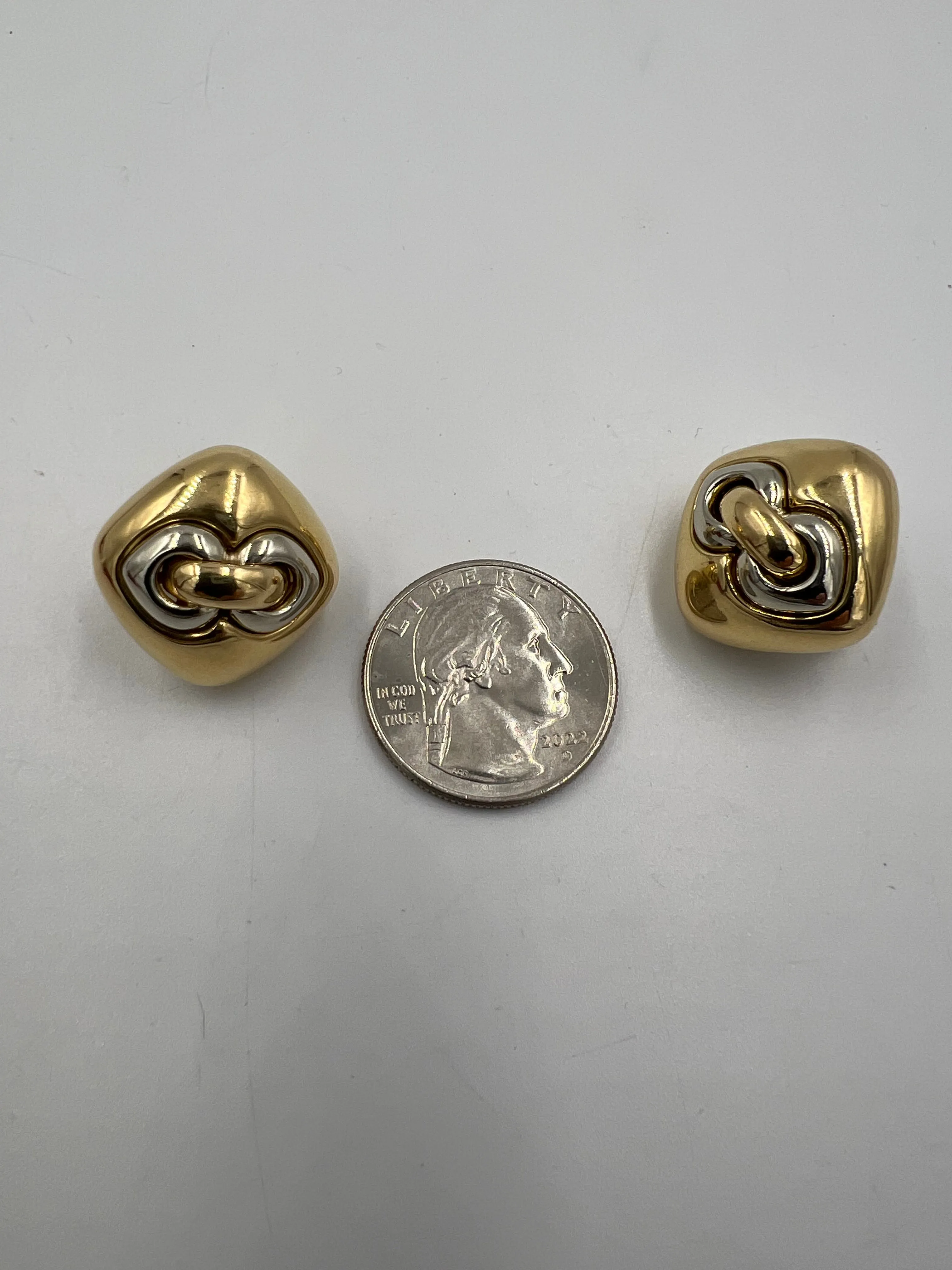 Bvlgari 18k Two Tone Clip On Earrings