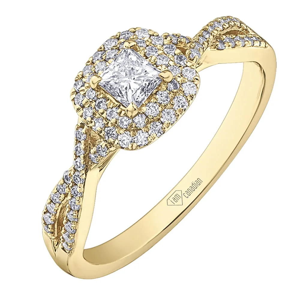 Canadian Diamond Engagement Ring with Cushion Halo