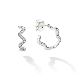 Caviar Spark Wave Diamond Hoop Earrings
