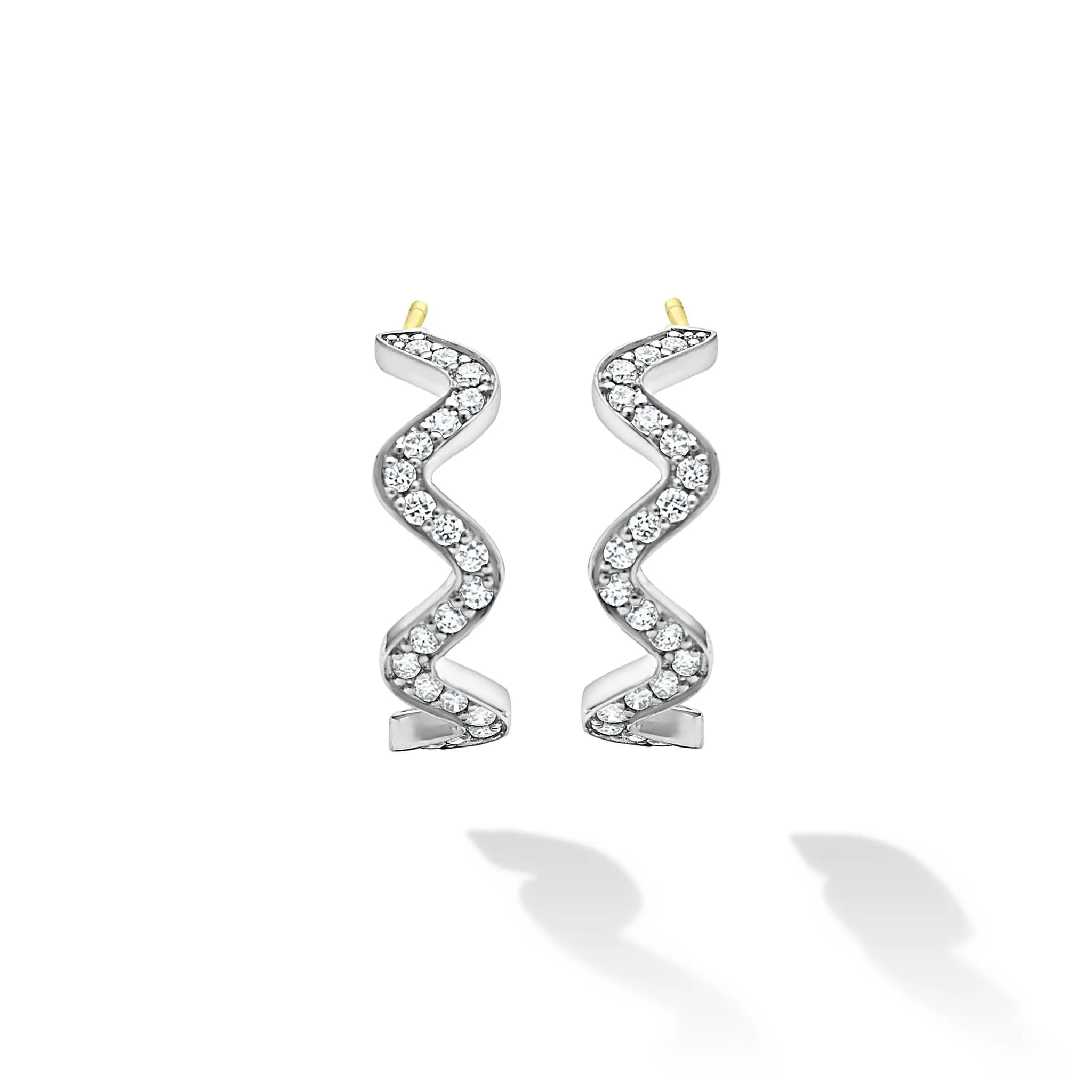 Caviar Spark Wave Diamond Hoop Earrings