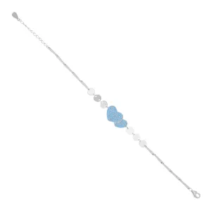 Celestial Blue Hearts Rhodium Plated Circle Detail Bracelets