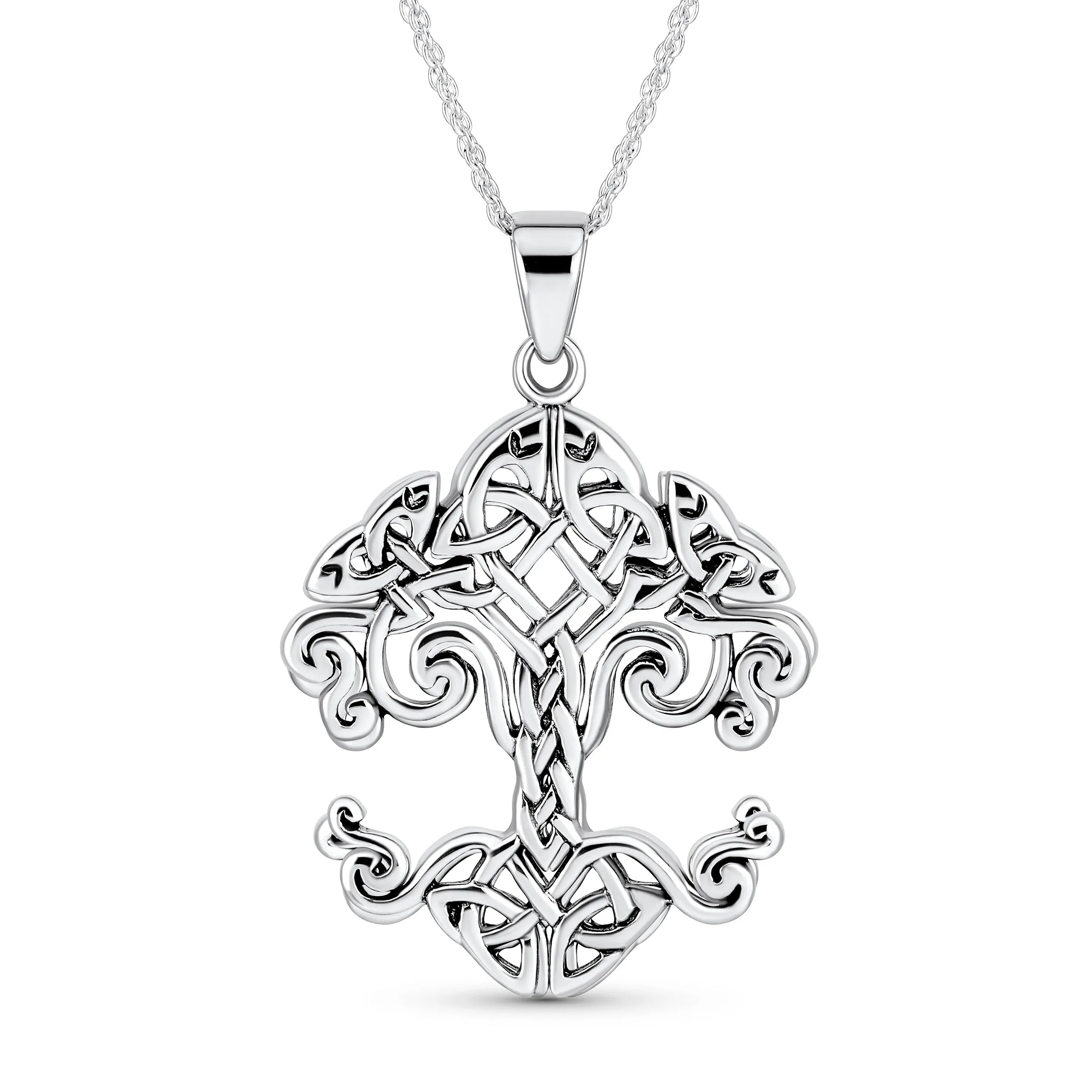 Celtic Matriarch Family Tree of Life Pendant Necklace in Sterling Silver