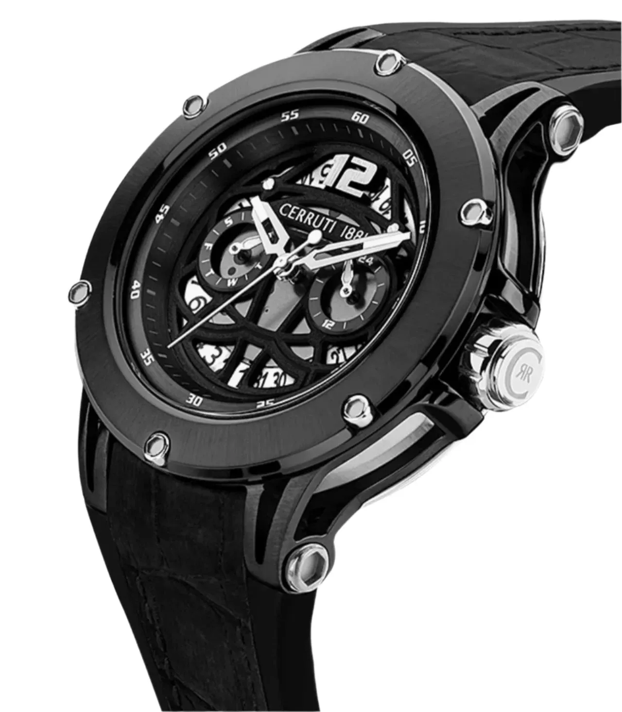 Cerruti 1881 Velletri Gents Black Leather & Silicone Strap Watch