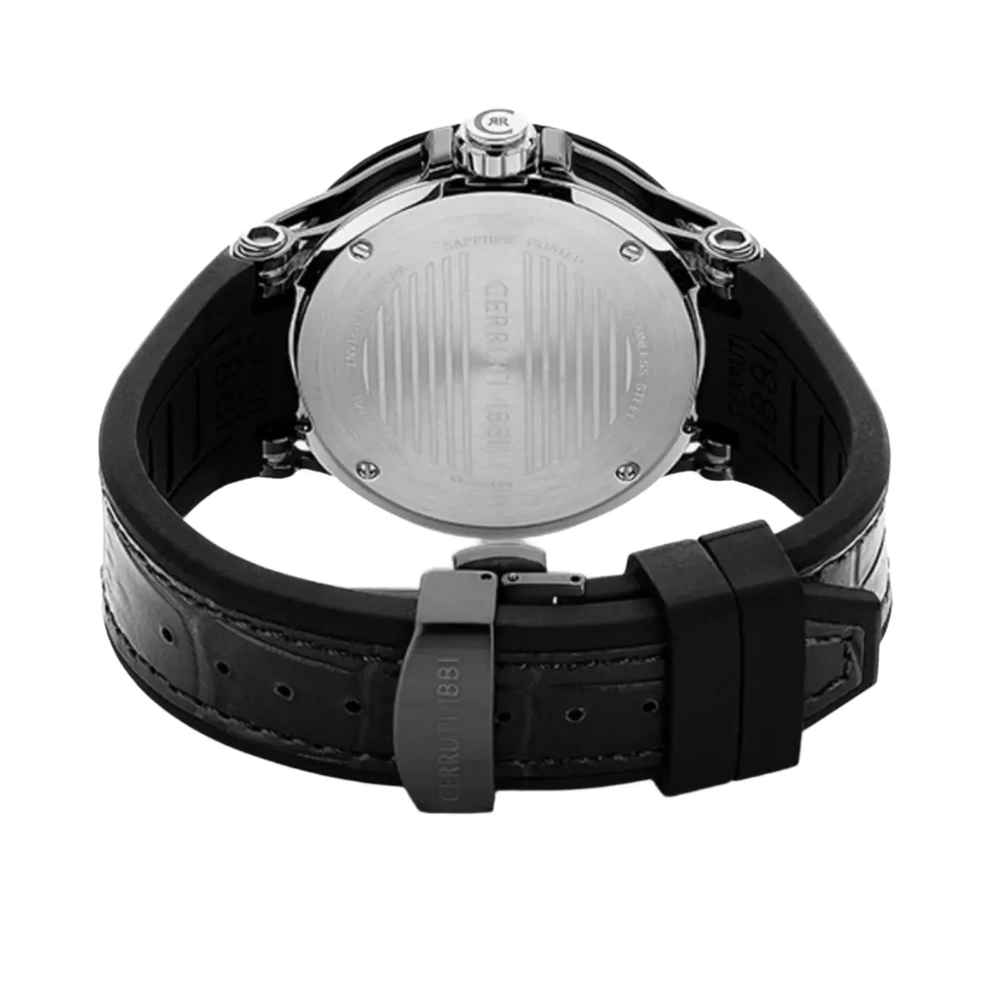 Cerruti 1881 Velletri Gents Black Leather & Silicone Strap Watch