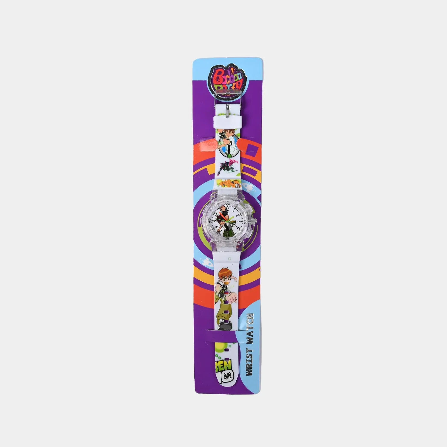 Character Print Wrist Watch For Kids