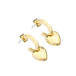chiara ferragni bold heart charm gold tone hoop earring