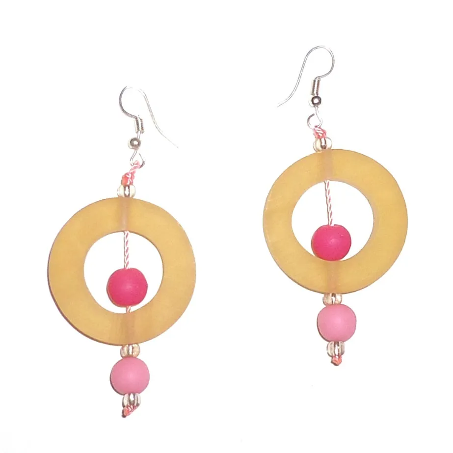 Circle Resin Earrings - Blush