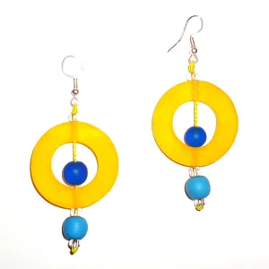 Circle Resin Earrings - Yellow