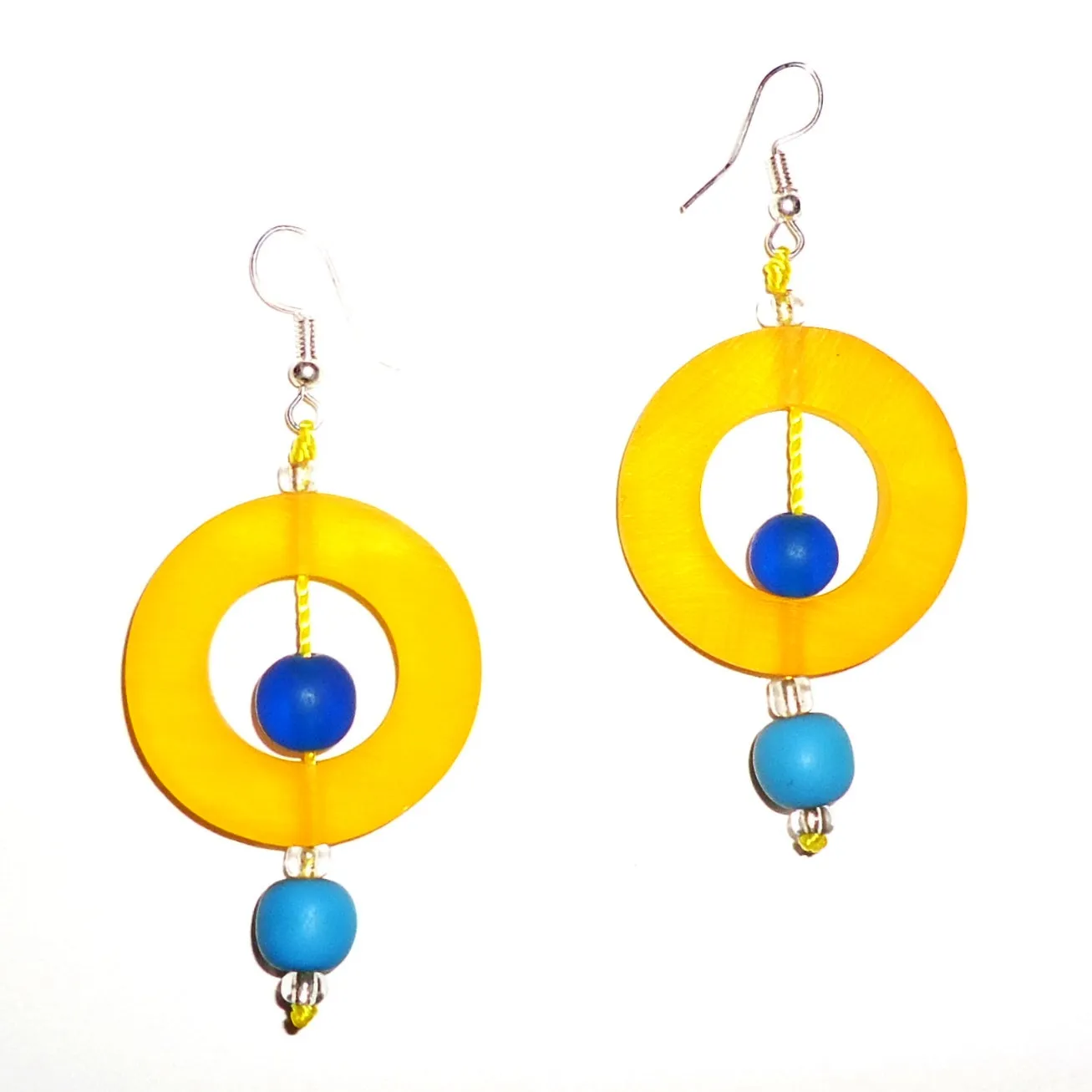 Circle Resin Earrings - Yellow