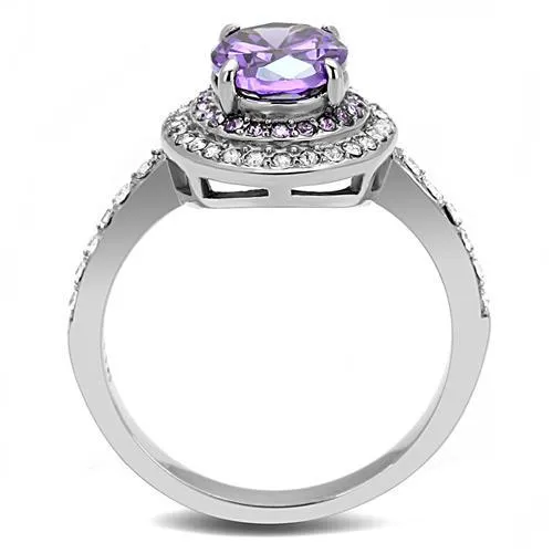 CJE3032 Wholesale Women's Stainless Steel AAA Grade CZ Amethyst Solitaire Ring