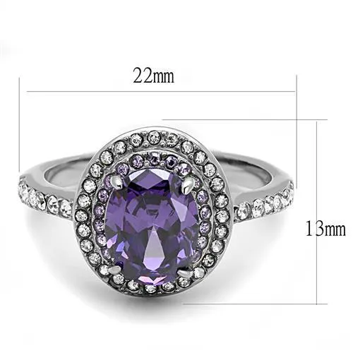 CJE3032 Wholesale Women's Stainless Steel AAA Grade CZ Amethyst Solitaire Ring