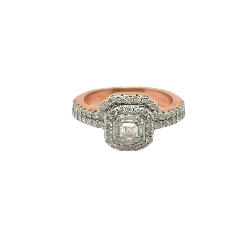 Classic Double Halo Silver Ring with Dazzling Cubic Zirconia - C105679