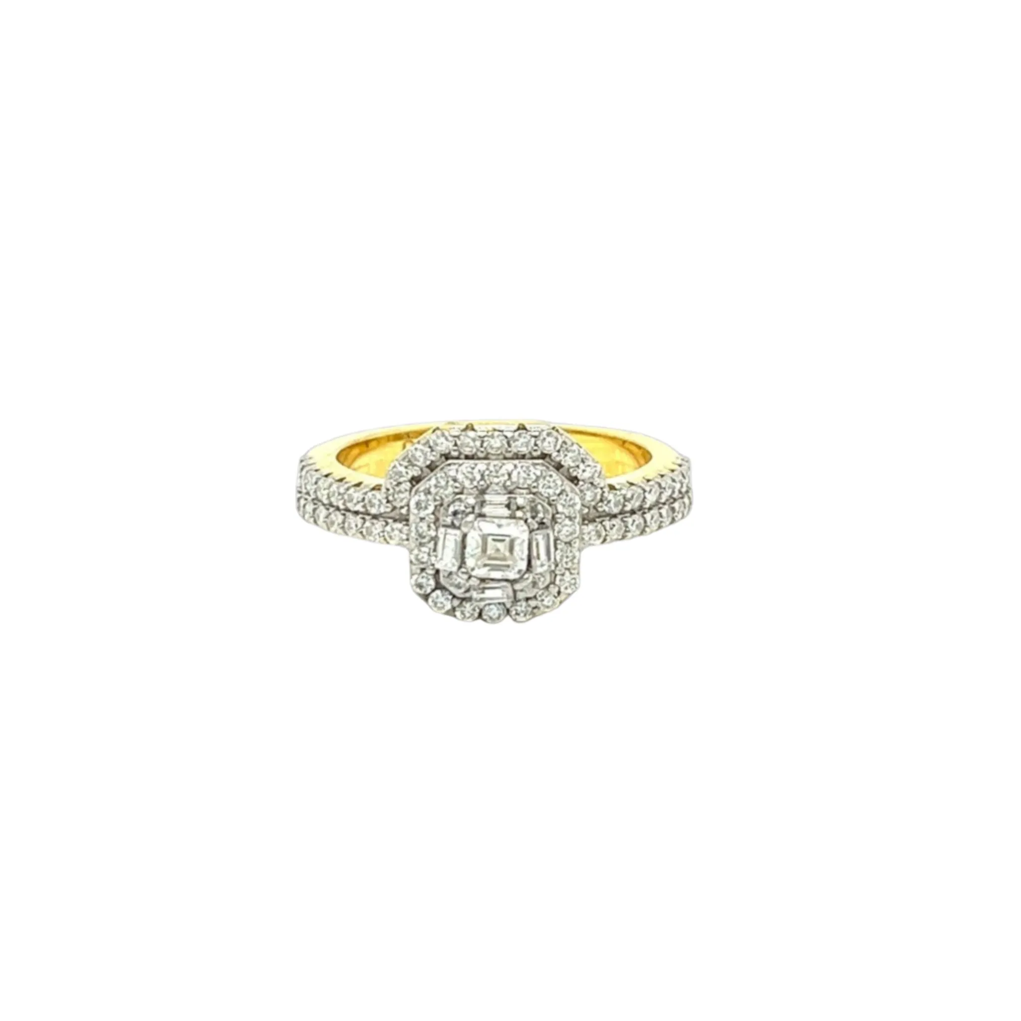 Classic Double Halo Silver Ring with Dazzling Cubic Zirconia - C105679
