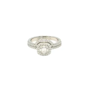 Classic Double Halo Silver Ring with Dazzling Cubic Zirconia - C105679