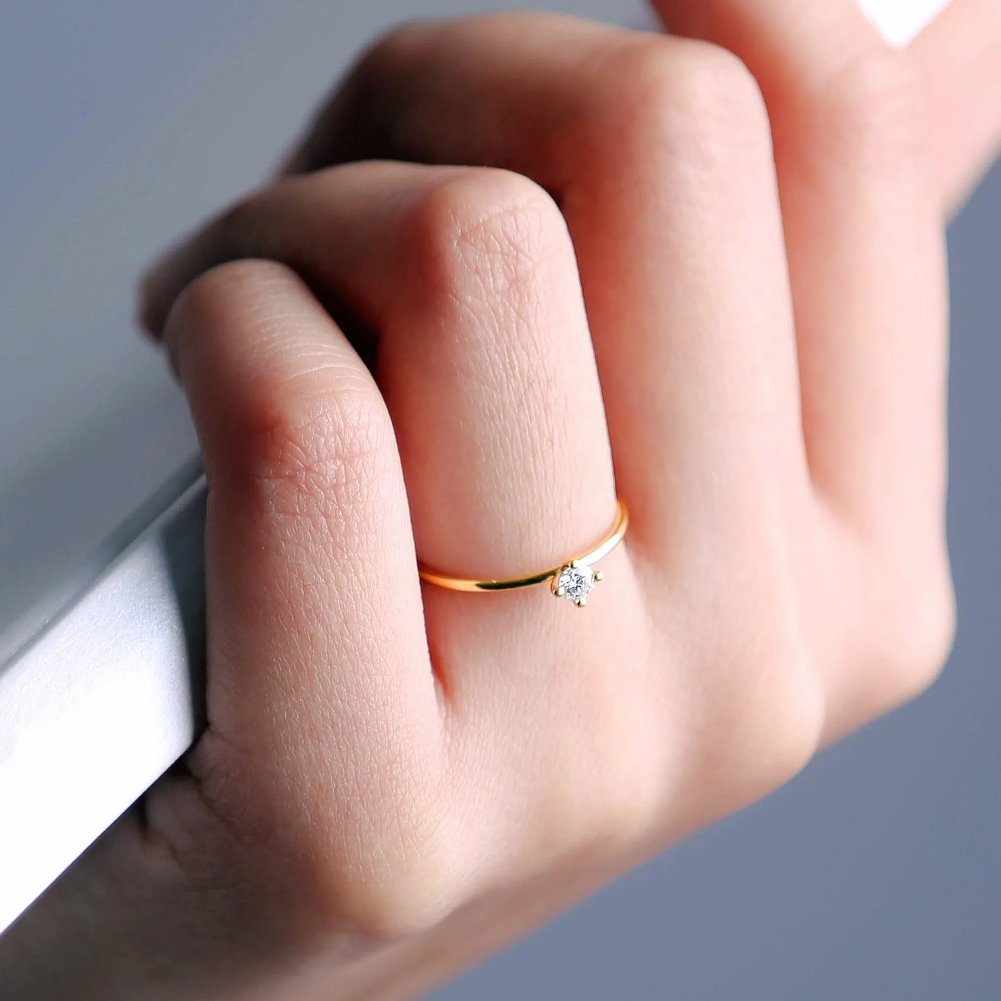Classic Four Prong Stacking Solitaire Ring
