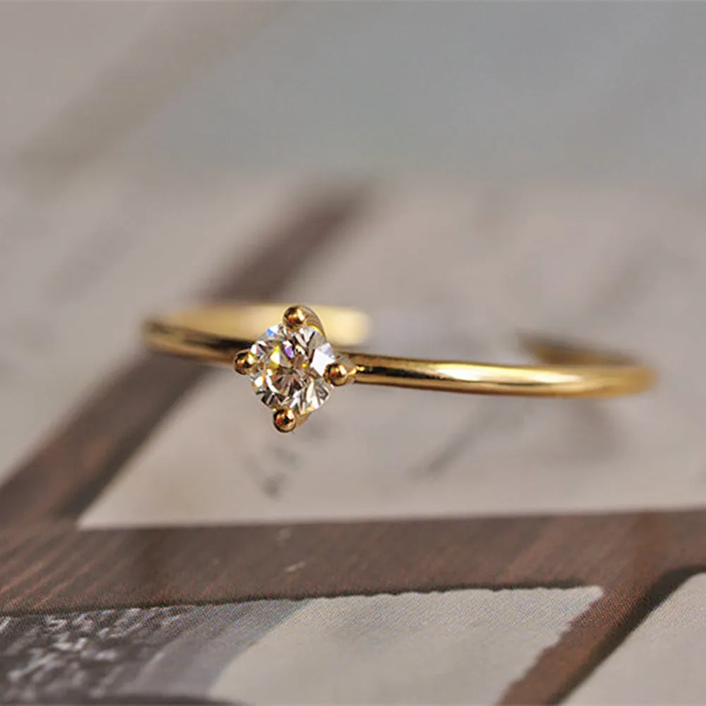 Classic Four Prong Stacking Solitaire Ring