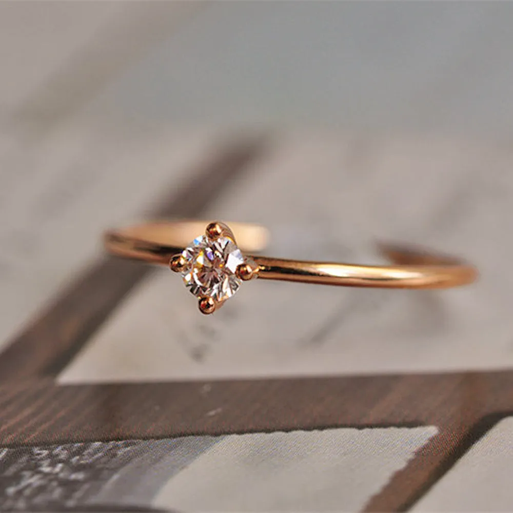 Classic Four Prong Stacking Solitaire Ring