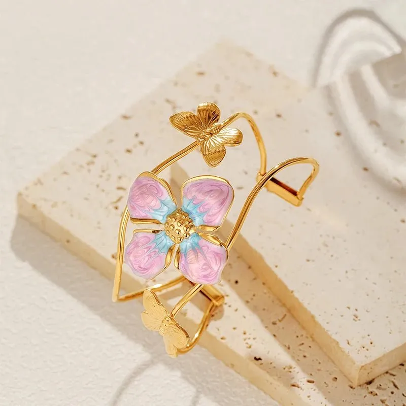 Classy Floral Bangle Bracelets