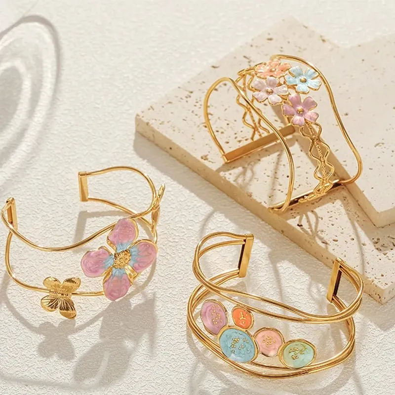 Classy Floral Bangle Bracelets