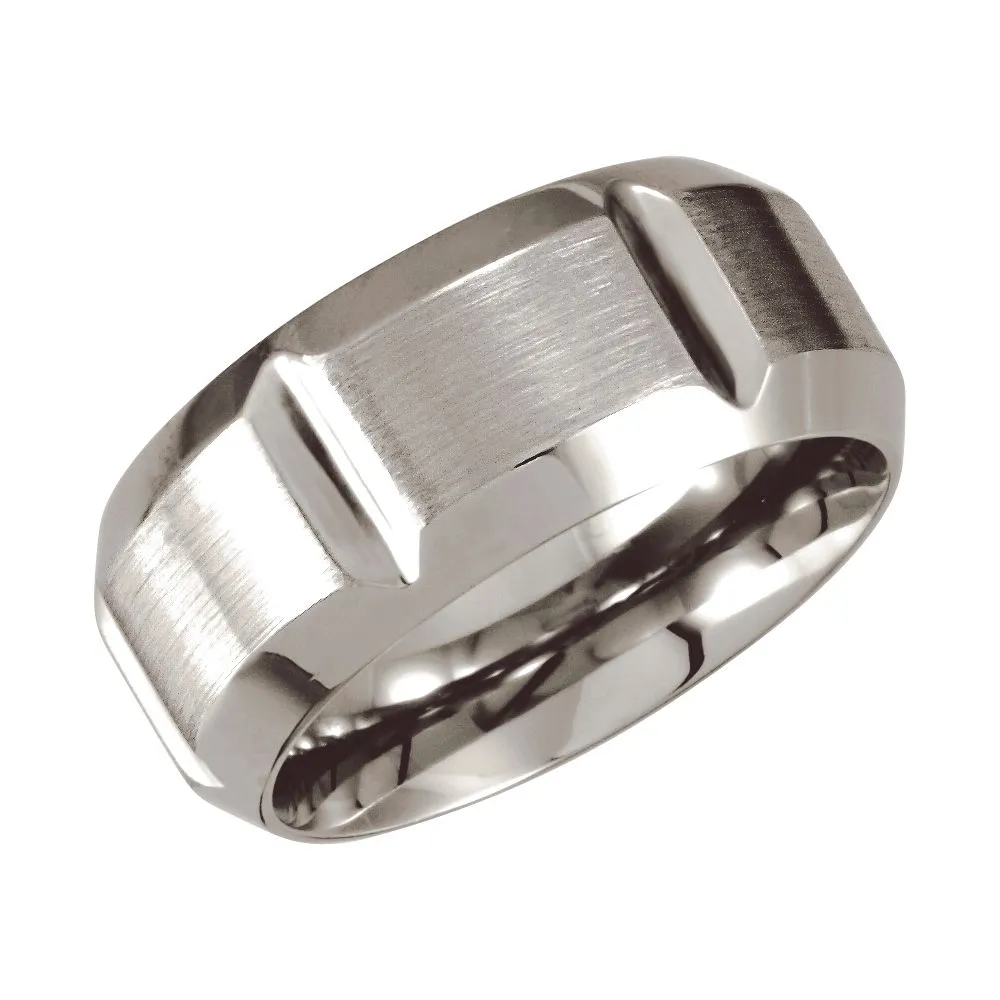 Cobalt 10mm Grooved & Beveled Edge Band, Size 10