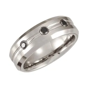 Cobalt .24 CTW Black Diamond Grooved Band 13.5
