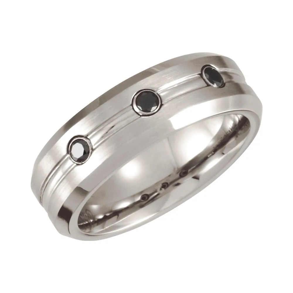 Cobalt .24 CTW Black Diamond Grooved Band 13.5