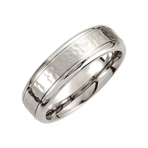 Cobalt 7mm Grooved Edge & Hammered Band Size 9.5