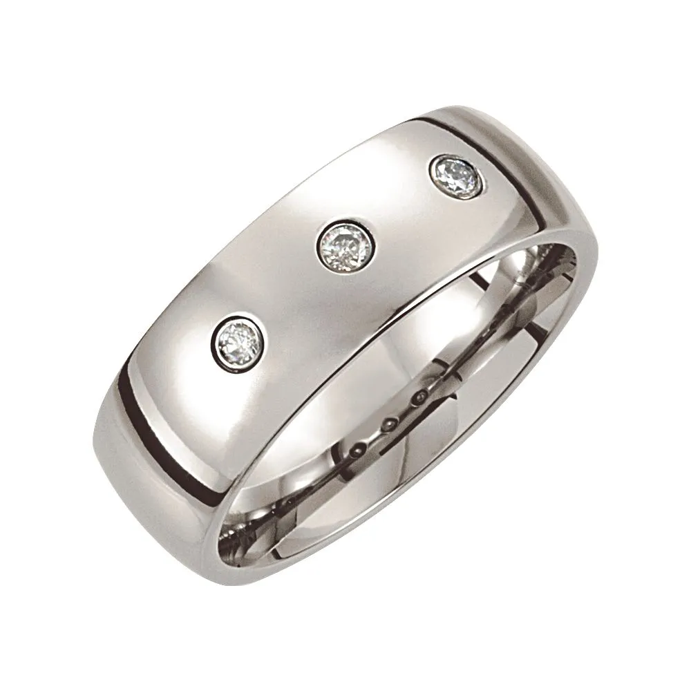 Cobalt 8mm .15 CTW Diamond Domed Band Size 10