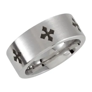 Cobalt 8mm Black Laser Engraved & Satin Finished Band Size 7