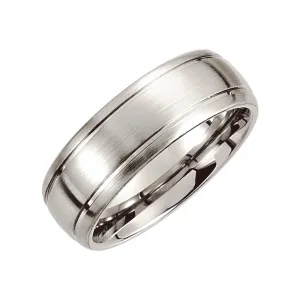 Cobalt 8mm Slightly Domed Round Edge Band with Satin Finish & Grooves Size 7