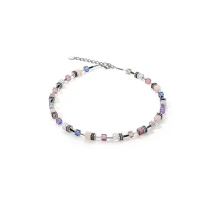 Coeur De Lion Geo Cube Iconic Precious Lilac Blue Necklace
