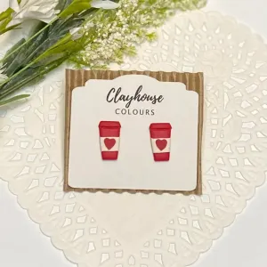 Coffee Heart Clay Earrings