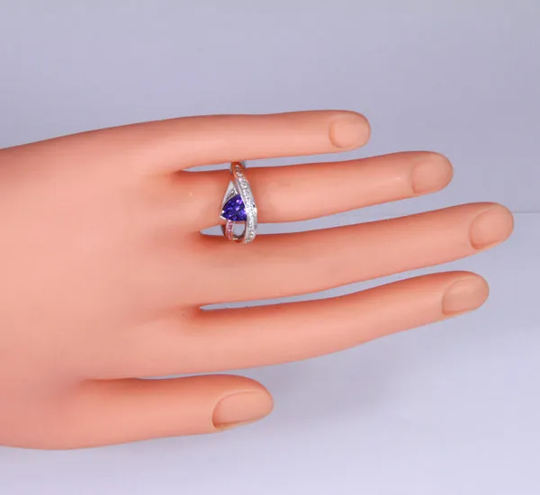 Contemporary Tanzanite, Pink Sapphire and Diamond Ring